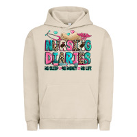 Pigment French Oak nursing diaries no sleep no money no life Urban Hoodie - Zillion Design Studio