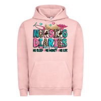Pigment Salmon nursing diaries no sleep no money no life Urban Hoodie - Zillion Design Studio