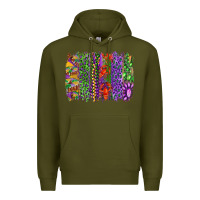 Army Green mardi gras brush strokes king cake and craw fish Premium Hoodie - RanaPortraitStore