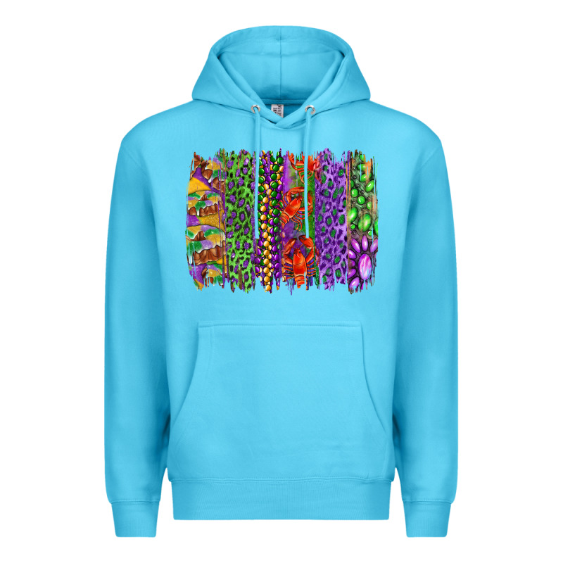 Mardi Gras Brush Strokes King Cake And Craw Fish Premium Hoodie by RanaPortraitStore | Teevron