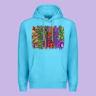 Mardi Gras Brush Strokes King Cake And Craw Fish Premium Hoodie Designed By Ranaportraitstore