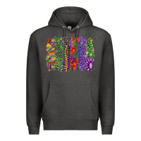Charcoal Heather mardi gras brush strokes king cake and craw fish Premium Hoodie - RanaPortraitStore