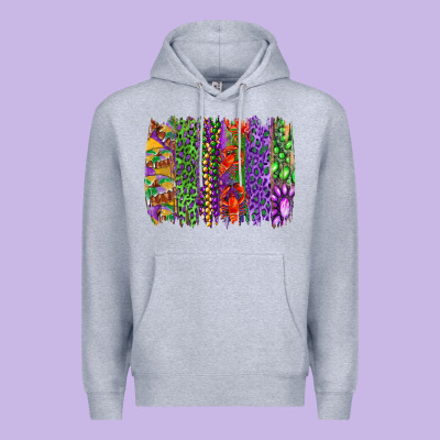 Mardi Gras Brush Strokes King Cake And Craw Fish Premium Hoodie Designed By Ranaportraitstore