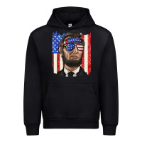 Black American flag with lincoln Urban Hoodie - texasbilliewilder
