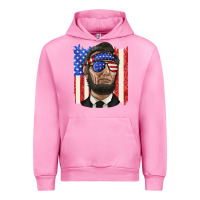 Fuchsia Pink American flag with lincoln Urban Hoodie - texasbilliewilder