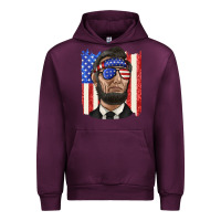 Mauve Wine American flag with lincoln Urban Hoodie - texasbilliewilder