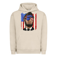 Pigment French Oak American flag with lincoln Urban Hoodie - texasbilliewilder