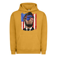 Pigment Peanut Butter American flag with lincoln Urban Hoodie - texasbilliewilder
