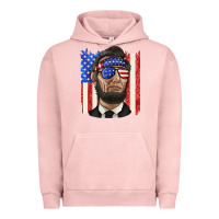 Pigment Salmon American flag with lincoln Urban Hoodie - texasbilliewilder