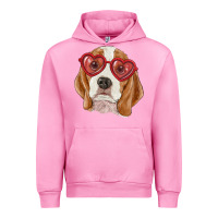 Fuchsia Pink beagle with love glasses Urban Hoodie - RanaPortraitStore