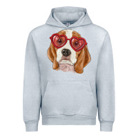 Heather Grey beagle with love glasses Urban Hoodie - RanaPortraitStore