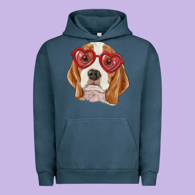Urban Hoodie beagle with love glasses