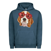Pigment Midnight Navy beagle with love glasses Urban Hoodie - RanaPortraitStore