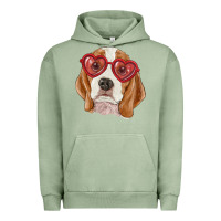 Pigment Oil Green beagle with love glasses Urban Hoodie - RanaPortraitStore