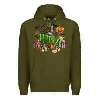 Army Green happy halloween farm animals Premium Hoodie - Zillion Design Studio