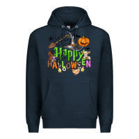 Navy happy halloween farm animals Premium Hoodie - Zillion Design Studio