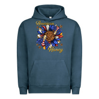 Pigment Midnight Navy American honey with bee Urban Hoodie - texasbilliewilder