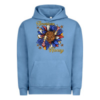 Pigment Pebble Blue American honey with bee Urban Hoodie - texasbilliewilder