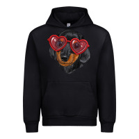 Foreset Green dachshund with love glasses Urban Hoodie - RanaPortraitStore