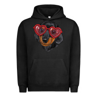 Pigment Black dachshund with love glasses Urban Hoodie - RanaPortraitStore