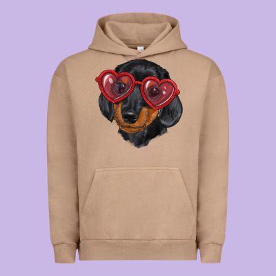 Urban Hoodie dachshund with love glasses