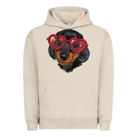 Pigment French Oak dachshund with love glasses Urban Hoodie - RanaPortraitStore