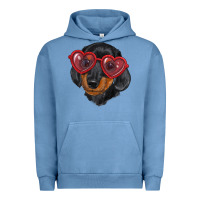 Pigment Pebble Blue dachshund with love glasses Urban Hoodie - RanaPortraitStore