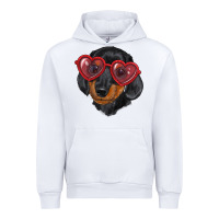 White dachshund with love glasses Urban Hoodie - RanaPortraitStore