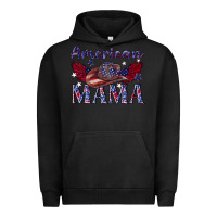Pigment Black American mama with cowboy Urban Hoodie - texasbilliewilder