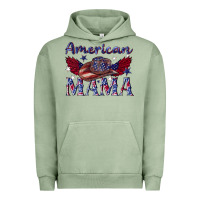 Pigment Oil Green American mama with cowboy Urban Hoodie - texasbilliewilder