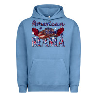 Pigment Pebble Blue American mama with cowboy Urban Hoodie - texasbilliewilder