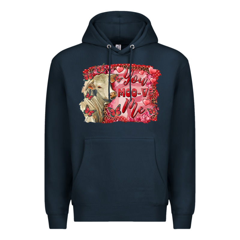 Valentine's Day You Moo Ve Me Charolais Cow Premium Hoodie by RanaPortraitStore | Teevron