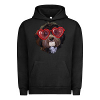 Pigment Black havanese dog with love glasses Urban Hoodie - RanaPortraitStore