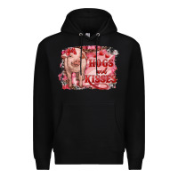 Black valentine's day pig hogs and kisses Premium Hoodie - RanaPortraitStore