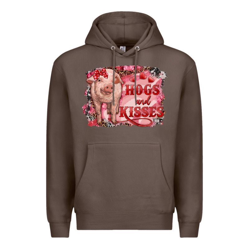 Valentine's Day Pig Hogs And Kisses Premium Hoodie by RanaPortraitStore | Teevron