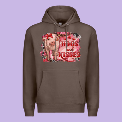 Valentine's Day Pig Hogs And Kisses Premium Hoodie Designed By Ranaportraitstore