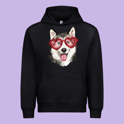 Urban Hoodie husky with love glasses