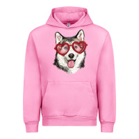 Fuchsia Pink husky with love glasses Urban Hoodie - RanaPortraitStore