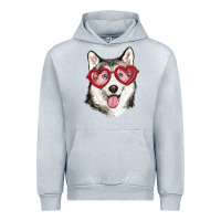 Heather Grey husky with love glasses Urban Hoodie - RanaPortraitStore