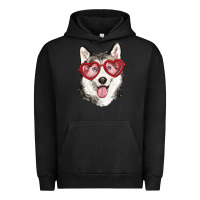 Pigment Black husky with love glasses Urban Hoodie - RanaPortraitStore