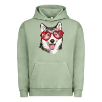Pigment Oil Green husky with love glasses Urban Hoodie - RanaPortraitStore