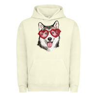 Pigment Pistachio husky with love glasses Urban Hoodie - RanaPortraitStore
