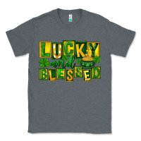 Charcoal Heather St Patricks Day Lucky And Blessed Classic Tee - FaDigitalArtStudio