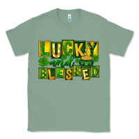 Sage St Patricks Day Lucky And Blessed Classic Tee - FaDigitalArtStudio