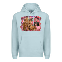 Blue Mist valentine's day mama cow and baby cows Premium Hoodie - RanaPortraitStore