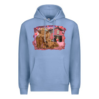 Colony Blue valentine's day mama cow and baby cows Premium Hoodie - RanaPortraitStore