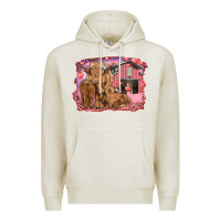 Oatmeal Heather valentine's day mama cow and baby cows Premium Hoodie - RanaPortraitStore