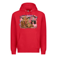 Red valentine's day mama cow and baby cows Premium Hoodie - RanaPortraitStore