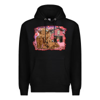 Black valentine's day mama cow and baby cows Premium Hoodie - RanaPortraitStore