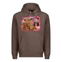 Valentine's Day Mama Cow And Baby Cows Premium Hoodie | Teevron